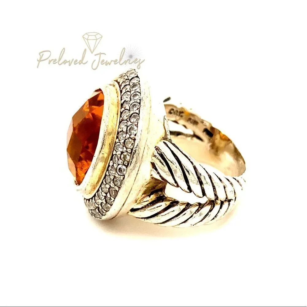 Stunning Citrine / Cz Cable Ring‎
